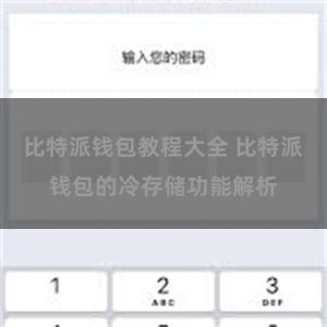 比特派钱包教程大全 比特派钱包的冷存储功能解析