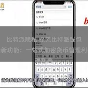 比特派隐私 探究比特派钱包最新功能：一站式加密货币管理利器